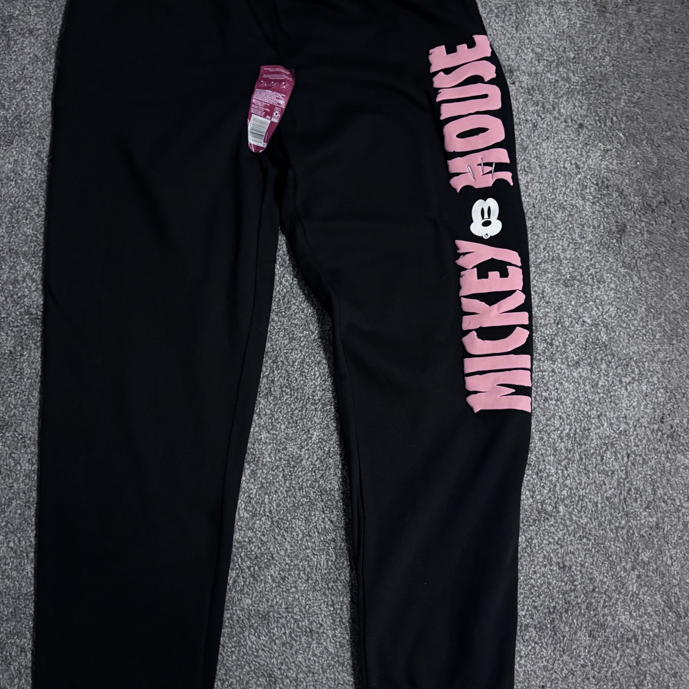Mickey Mouse Black and Pink Sweatpants